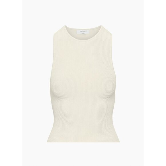 Aritzia Babaton Sculpt Knit Racer Tank Matte Pearl Size XS New W/ Partial Tag - Picture 1 of 6